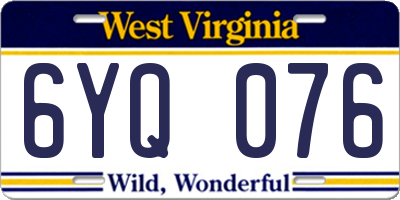 WV license plate 6YQ076