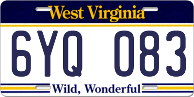 WV license plate 6YQ083