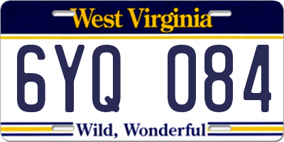WV license plate 6YQ084