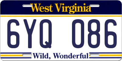 WV license plate 6YQ086