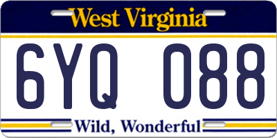 WV license plate 6YQ088