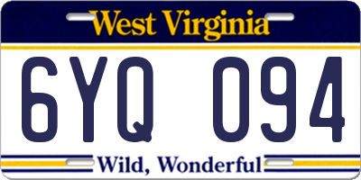 WV license plate 6YQ094