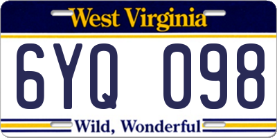 WV license plate 6YQ098