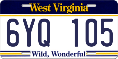 WV license plate 6YQ105