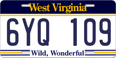 WV license plate 6YQ109