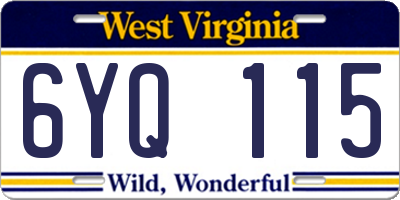 WV license plate 6YQ115