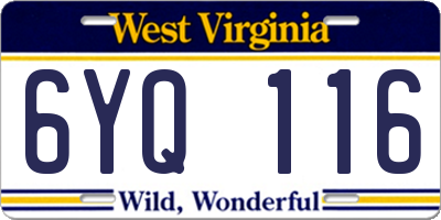 WV license plate 6YQ116