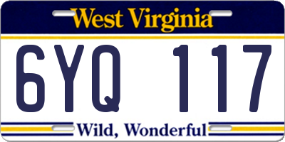 WV license plate 6YQ117