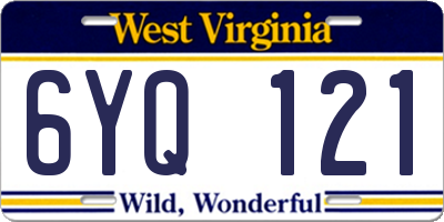 WV license plate 6YQ121