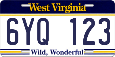 WV license plate 6YQ123