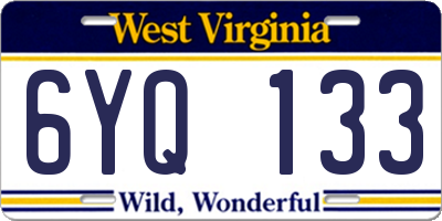 WV license plate 6YQ133