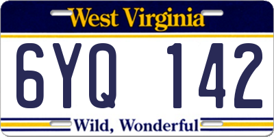 WV license plate 6YQ142