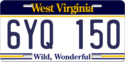 WV license plate 6YQ150