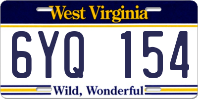 WV license plate 6YQ154