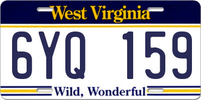 WV license plate 6YQ159