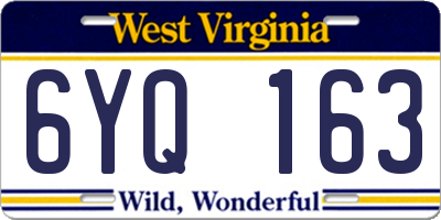 WV license plate 6YQ163