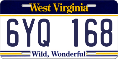 WV license plate 6YQ168