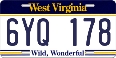 WV license plate 6YQ178