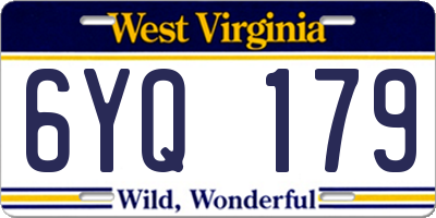 WV license plate 6YQ179