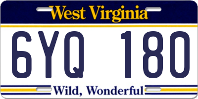 WV license plate 6YQ180