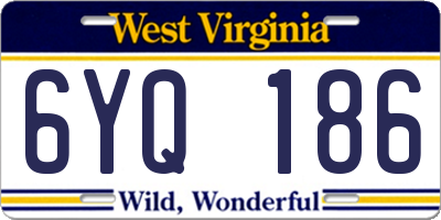 WV license plate 6YQ186