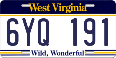 WV license plate 6YQ191
