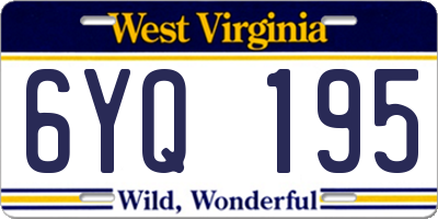 WV license plate 6YQ195
