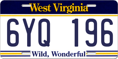 WV license plate 6YQ196