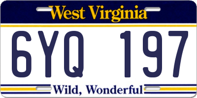 WV license plate 6YQ197