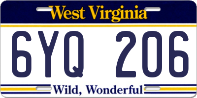 WV license plate 6YQ206