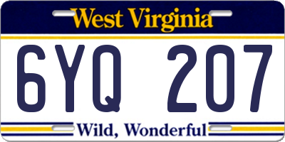 WV license plate 6YQ207