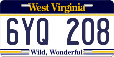 WV license plate 6YQ208