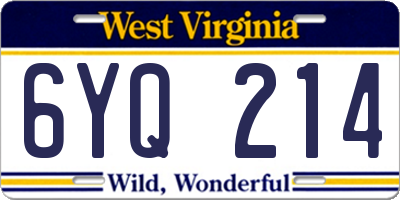 WV license plate 6YQ214
