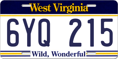 WV license plate 6YQ215