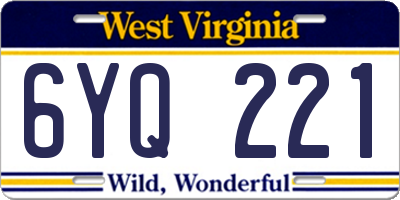 WV license plate 6YQ221