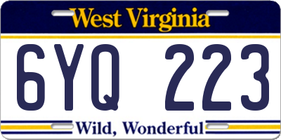 WV license plate 6YQ223