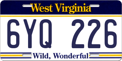 WV license plate 6YQ226