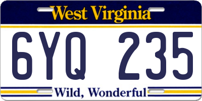 WV license plate 6YQ235