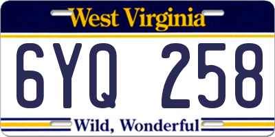 WV license plate 6YQ258