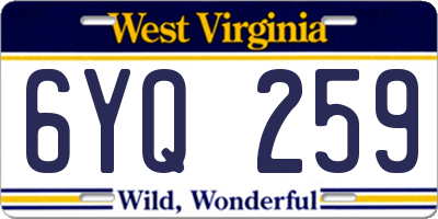 WV license plate 6YQ259