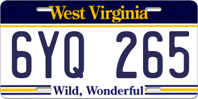 WV license plate 6YQ265