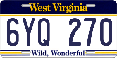 WV license plate 6YQ270