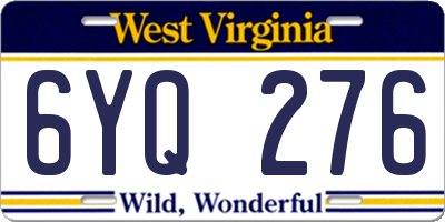 WV license plate 6YQ276