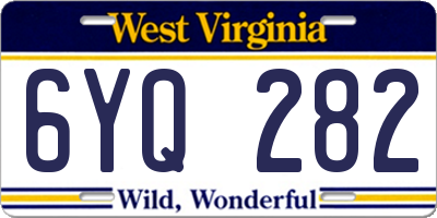 WV license plate 6YQ282