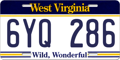 WV license plate 6YQ286