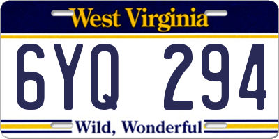 WV license plate 6YQ294