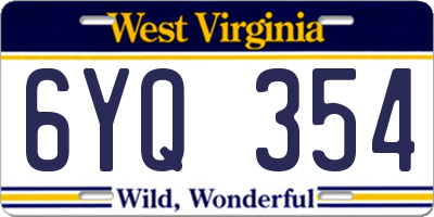 WV license plate 6YQ354