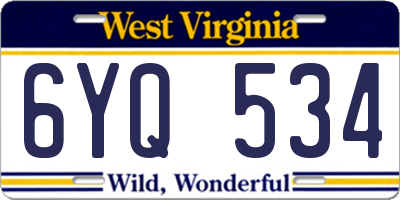 WV license plate 6YQ534