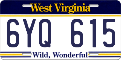WV license plate 6YQ615