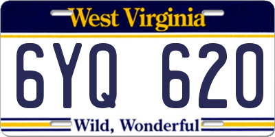 WV license plate 6YQ620